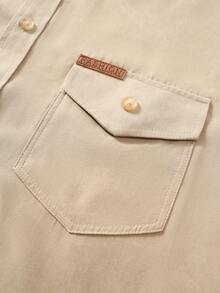 Manfinity Nomadique Men's Western Cowboy Style Casual Long Sleeve Shirt Beige Men Western Shirts Light Brown Shirt Men Cowboy Carter Shirt Cowboy Men Shirt Rodeo Shirt Men - Khaki - View 6