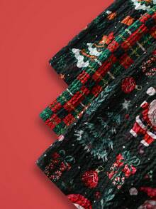 3 件套睡裤，糖果格子，圣诞雪人和雪花姜饼，泡泡褶皱，Y2K 俏皮女孩，女士家居服下装 - 彩色 - 查看 5