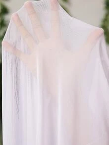 Swim SXY Áo choàng bó sát cổ chữ V màu trơn cỡ lớn dành cho nữ - trắng - Xem 5