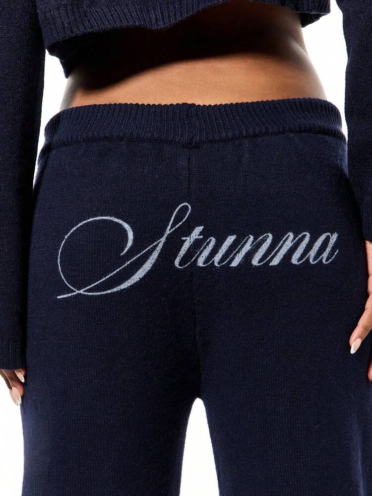 SUMWON WOMEN Wide Leg Knitted Joggers With Drawcord