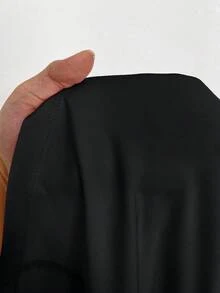 Maweii Plus Size Women's Solid Color Padded Shoulder Long Sleeve Cuff Decor Elegant Blazer + Casual Pants 2 Pieces Set, Chic Outfit For Going Out And Commuting, Autumn/Winter - Black - View 6