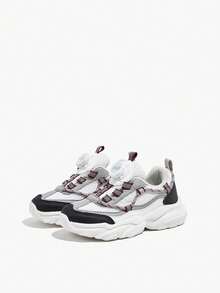 JNSQ 时尚透气网面儿童休闲运动鞋，配有旋转搭扣，厚底运动鞋款式 - 灰色 - 查看 7