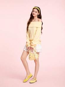 CUCCOO DOLLMOD 女士优雅天鹅绒玛丽珍平底鞋，舒适时尚月光黄 - 黃色 - 查看 10
