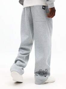 SUMWON Pantalones de chándal rectos con cintura con cordón, ropa de estar por casa informal, pantalones tipo jogger con bolsillos laterales lisos - Gris Claro - Ver 2