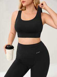 Auralis Athleisure Damen Große Größen einfarbiger High Support Schwarz Sport-BH, Schwarzer BH, Damen Sportbekleidung für alle Jahreszeiten - Schwarz - Übersicht 2