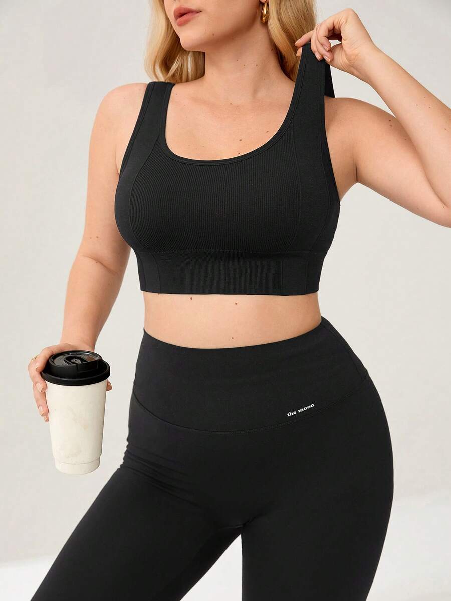 Auralis Athleisure Damen Große Größen einfarbiger High Support Schwarz Sport-BH, Schwarzer BH, Damen Sportbekleidung für alle Jahreszeiten
