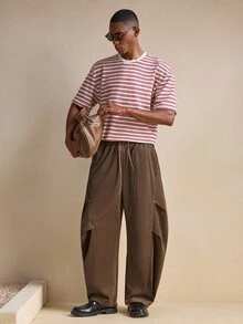 AKNOTIC Business Casual Pantaloni sport casual pentru bărbați, la modă, practici, cu buzunare, potriviți pentru toate anotimpurile - cafea maro - Vizualizare 2