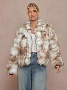 Lumalex VITNOS Luxury Fashionable & Elegant Women's Loose Fit Long Sleeve Faux Fur Leopard Print Coat,Elegant And Sexy Outerwear With High-End Vibe, Autumn/Winter Fashionable For Party Occasions Holiday VacationCoat, New Year's Outfit, Party, Night Out, Dates, Cute Costume For Women, Wedding Guest, Graduation Prom Coat, Business Casual Dress For Women, Teacher's Outfit, Luxury Evening Coat For Women, Elegant Coat For Parties, Birthday Outfit