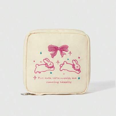 ROMWE Kawaii 时尚卡通复古女孩加厚便携化妆包，大容量，小方包 442464