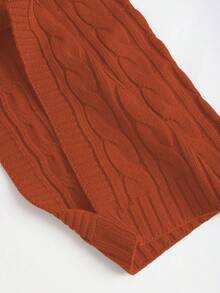 Sweetra Bộ 2 áo len dệt kim ấm áp thường ngày cho nữ và chân váy dài, áo crop top tay dài cổ cao dáng rộng và chân váy, thời trang Thu/Đông - trái cam - Xem 7