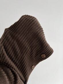 Elamini 棕色针织羊毛罗纹面料两件套，带围巾的开衫，前襟纽扣，翻领，长喇叭袖，开衩下摆，女士修身衬衫，秋冬，时尚，通勤、办公室、教师、学校、优雅、浪漫、休闲日常穿着 - 棕色 - 查看 8