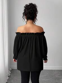 Elenzga Damen Große Größen Off-Shoulder Bluse mit Halbarm, vielseitig für den täglichen Gebrauch, elegant und modisch