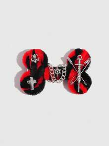ROMWE Grunge Punk 1 pezzo Fermaglio per capelli in stile punk nero e rosso con torsione, accessorio per capelli a forma di ago e osso in stile Y2K, fermaglio per frangia con atmosfera di Ognissanti - Multicolore - Visualizzare 6