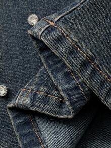 DAZY 女式水钻装饰喇叭牛仔裤，休闲牛仔裤 - 中等水洗藍 - 查看 7