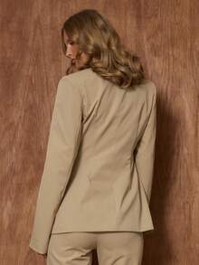 MUSERA Áo blazer dáng rộng, cổ cao, độn vai, eo nâng ngực, thích hợp cho buổi hẹn hò, đi chơi tối, mùa thu, thu đông, công sở, kiểu dáng thanh lịch, mùa xuân. - Màu Khaki - Xem 5