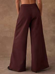 SHEIN BAE Pantalones rectos casuales para mujer - Óxido marrón - Ver 2