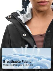 In My Nature 2 piezas Chaqueta impermeable larga con capucha para invierno y exterior, con cintura ajustable para mujeres, adecuada para acampar, senderismo y transporte urbano - Multicolor - Ver 12