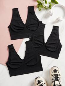 SHEIN Sports Women's Seamless Wireless Sports Camisole - Black - View 1