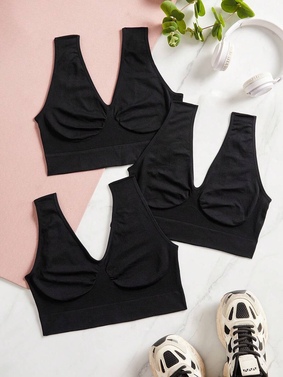 SHEIN Sports Women's Seamless Wireless Sports Camisole - Black - View 1