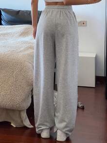 Dazy Tall 女式高腰/长款休闲束腰运动裤 - 淺灰色 - 查看 2