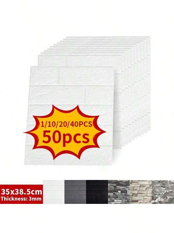 1/10/20/40/50PCS 3D Wall Sticker Wallpaper, Self-Adhesive Wall Brick Sticker Self-Adhesive Wallpaper, Easy To Stick, Easy To Peel, Easy To Clean, Easy To Cut, Suitable For Kitchen, Living Room, Bathroom, Corridor, Bedroom, Renovation Stickers Peel Wall Panels, Wall Paper, Wallpapers, Spring Decoration Items Refresh Your Home, Rama Decoration Stickers Gifts Birthday Graduation