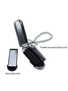 1pc Folding Portable Comb With Mirror, Clay Air Cushion Brush, Keychain, 2-In-1 Makeup Mirror Accessory, Bag Charm - 彩色 - 查看 13