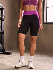 Powerista Contrast Color Tight Fit Summer Sporty Shorts, Suitable For Fitness Wear