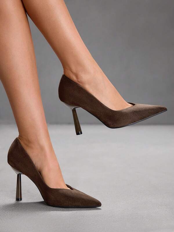 CUCCOO SZL Women's Fashion Burgundy Pointed Toe Stiletto High Heel Pumps, Suitable For Commute, Date, Party, Wedding, Vacation