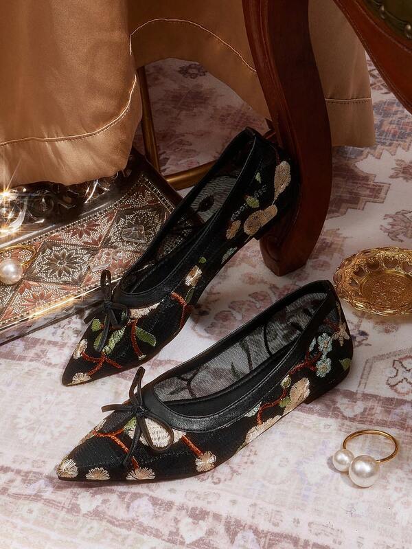 CUCCOO TILAWA Sapatos casuais femininos de tecido plano com bico fino, marrom café, confortáveis para o dia a dia, festa, praia, design com cadarço