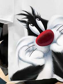 Looney Tunes X Manfinity Manfinity Joysei Men's Casual Cartoon Print Short Sleeve T-Shirt, Summer