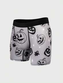 Notgurli Boxeri confortabili cu imprimeu digital 3D de Halloween, cu cap de dovleac portocaliu și fantomă - Multicolor - Vizualizare 4
