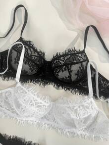 Seduluxe 4pcs Women Floral Lace Comfortable Lingerie Set - Multicolor - View 3