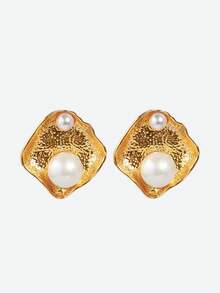 Opalesca Women Dangle Earrings,Outfits,Old Money,Wedding/Bridal Accessories,Fairycore/Fairy,Pearl,Metallic/Texture,Fall/Autumn/Winter,Elegant,For Mom/Women/Girl/Mother,Premium,Vintage,Layered - Yellow Gold - View 2
