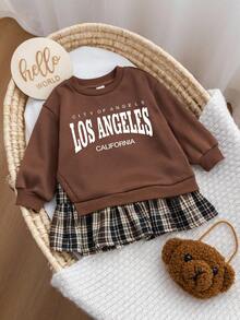 SHEIN Váy dài tay họa tiết khối màu dễ thương cho bé gái, mùa thu/đông - Nhiều màu - Xem 3