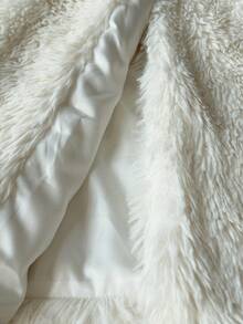 SHEIN EZwear 女式人造毛领长袖宽松长款人造毛外套，白色 - 白色 - 查看 7