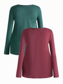 SHEIN 休闲宽松长袖哺乳上衣 - 彩色 - 查看 6