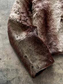 AXEPEAK Men's Fashionable Retro Ombre Faux Fur Hooded Jacket, For Fall Winter - Bronze - View 3