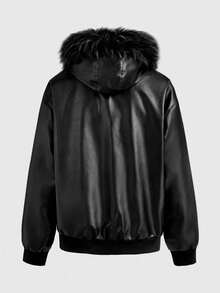 ROMWE MEN Street Life Áo khoác nam tay dài có túi khóa kéo phong cách đường phố thoải mái, rộng rãi - màu đen - Xem 2