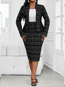 Fleurora 2 piezas Conjunto de talla grande, Blusa de manga corta con cuello en V y Falda, Casual y elegante para uso diario, Día de San Valentín, Año Nuevo, Vestido de invitada de boda, Conjunto de mujer para el Día de San Valentín