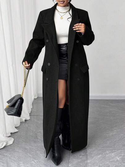 Maweii 高品质修身收腰双面大衣，加大码，灰色