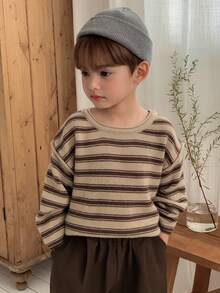 DAZY Young Boys Fall Winter Daily Drop Shoulder Sweater - Brown - View 2