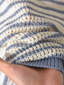 CosyJoli 秋冬大码休闲马球领条纹长袖套头衫