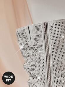 SHUZIA Women's Wide Calf Dressy Glittery Slouchy Mid-Calf Rhinestone Boots