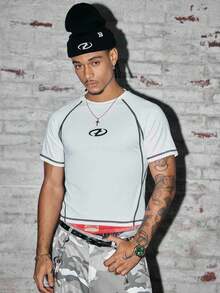 Manfinity BRENVOR Men's Casual Contrast Stitching Short Sleeve T-Shirt, Summer - White - View 4