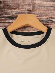 EMERY ROSE Camiseta de mujer de manga corta, cuello redondo y bloque de color, casual de verano - Multicolor - Ver 3