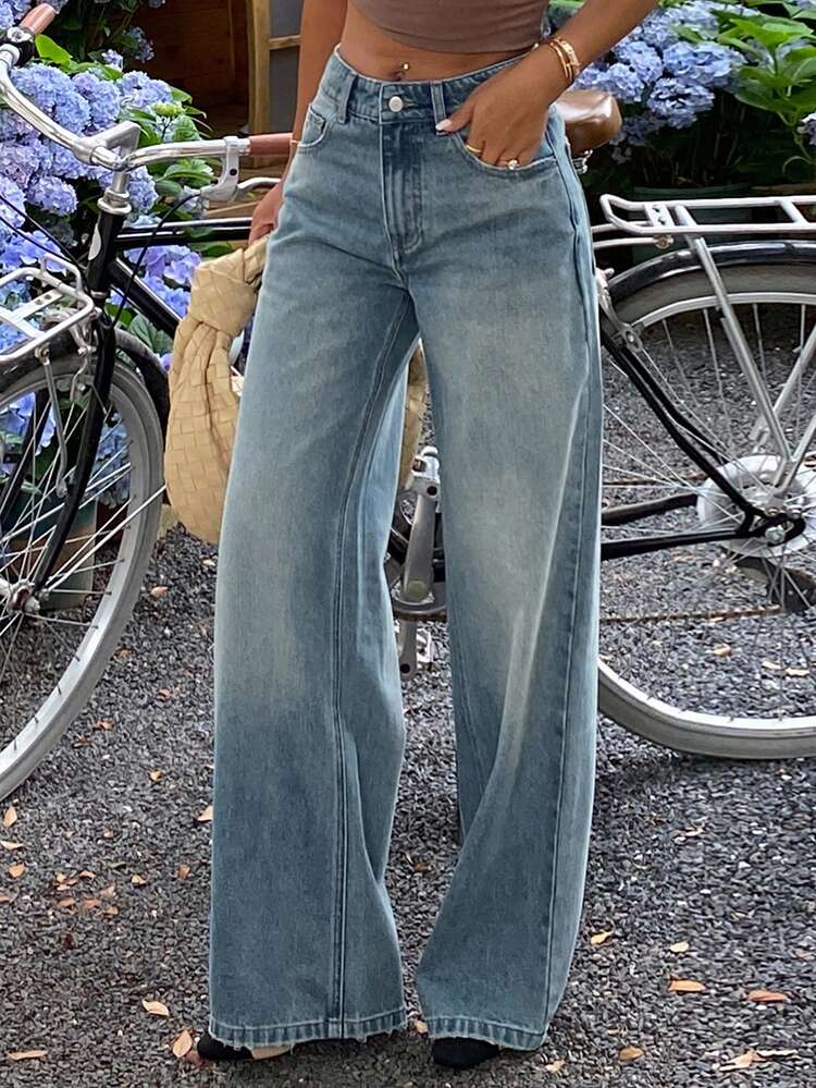 Women's Washed Loose Fit Denim Jeans