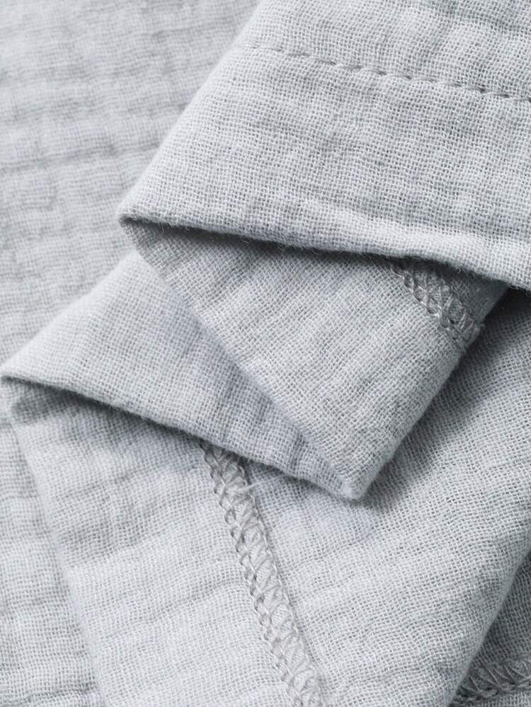 Men's Green Elastic Waist Pajama Set With Shirt & Pants, Autumn, Fall & Winter Clothes