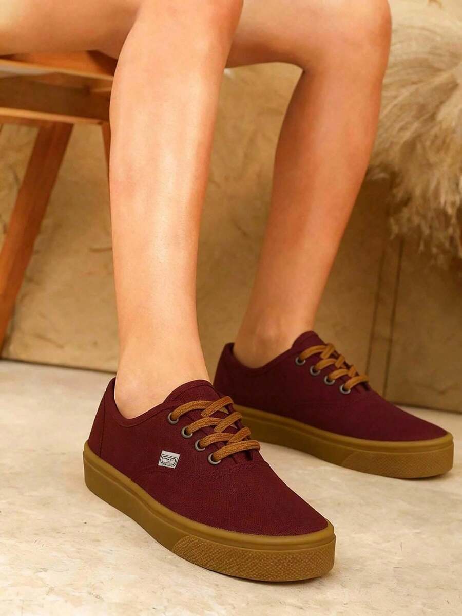 Men Canvas Shoes - Red Violet - View 1