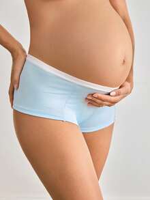 Moonlight&Mama 2 piezas de bragas de maternidad cómodas de talle bajo, diseño de color contrastante de moda en rosa y azul - Multicolor - Ver 3