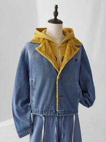 ESTAVOR 男士时尚保暖牛仔夹克，秋季必备 - 藍色 - 查看 5